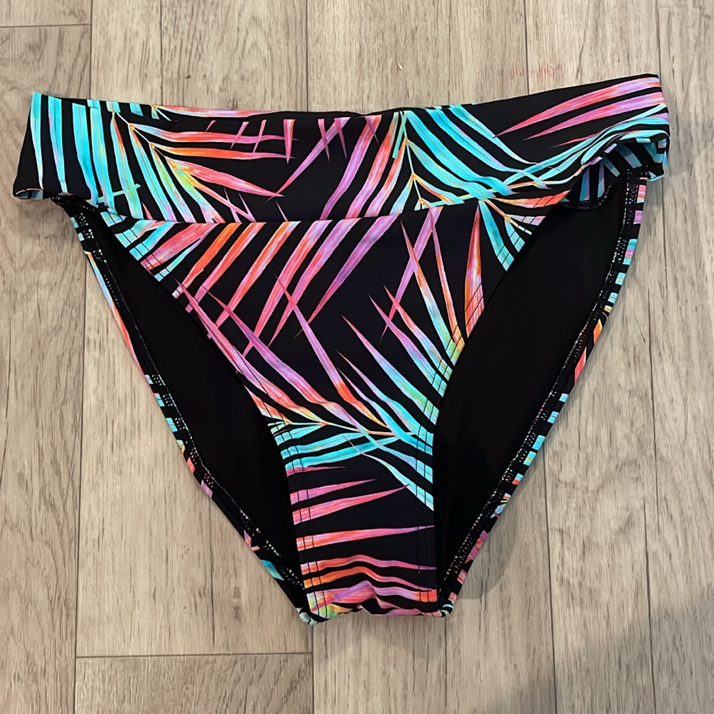 🎉Sunsets multi color tropical palm print swim bottoms sz xl NWOT